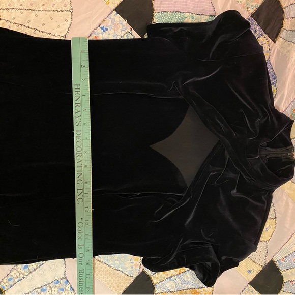 🎈SOLD 🚨VINTAGE DRESS Night Way Black Velvet Mesh Front & Back Long Maxi Dress - Picture 9 of 16